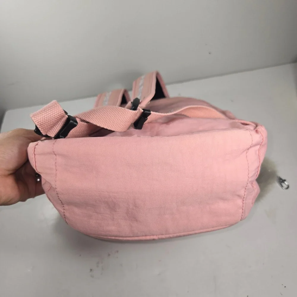 Kipling Pink Nylon Small Backpack Kaylee Embroidery Pom Pom Keychain Bag